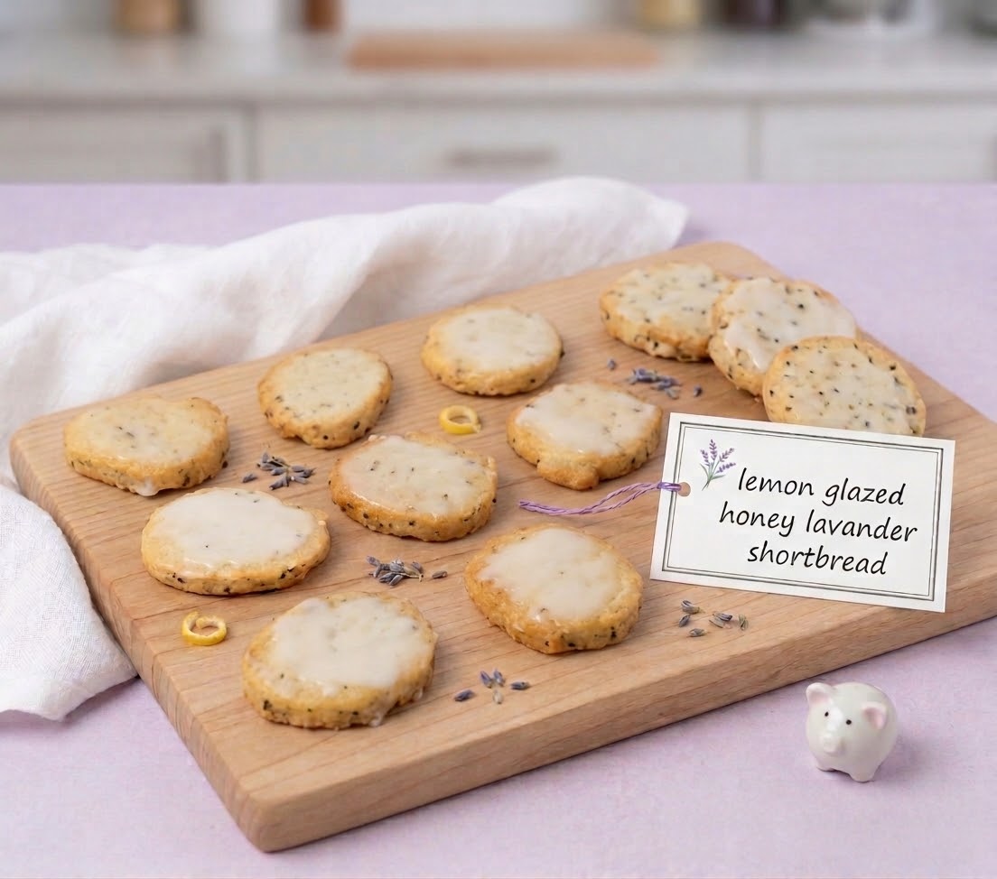 Lemon Glazed Honey Lavender Shortbread